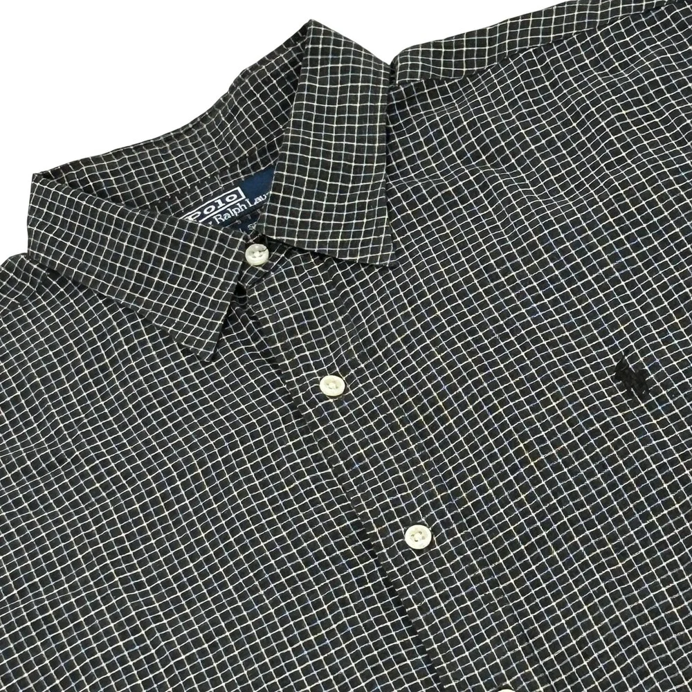 Polo by Ralph Lauren Lowell Sport Shirt Mens L Black Grid Check Button Up Preppy